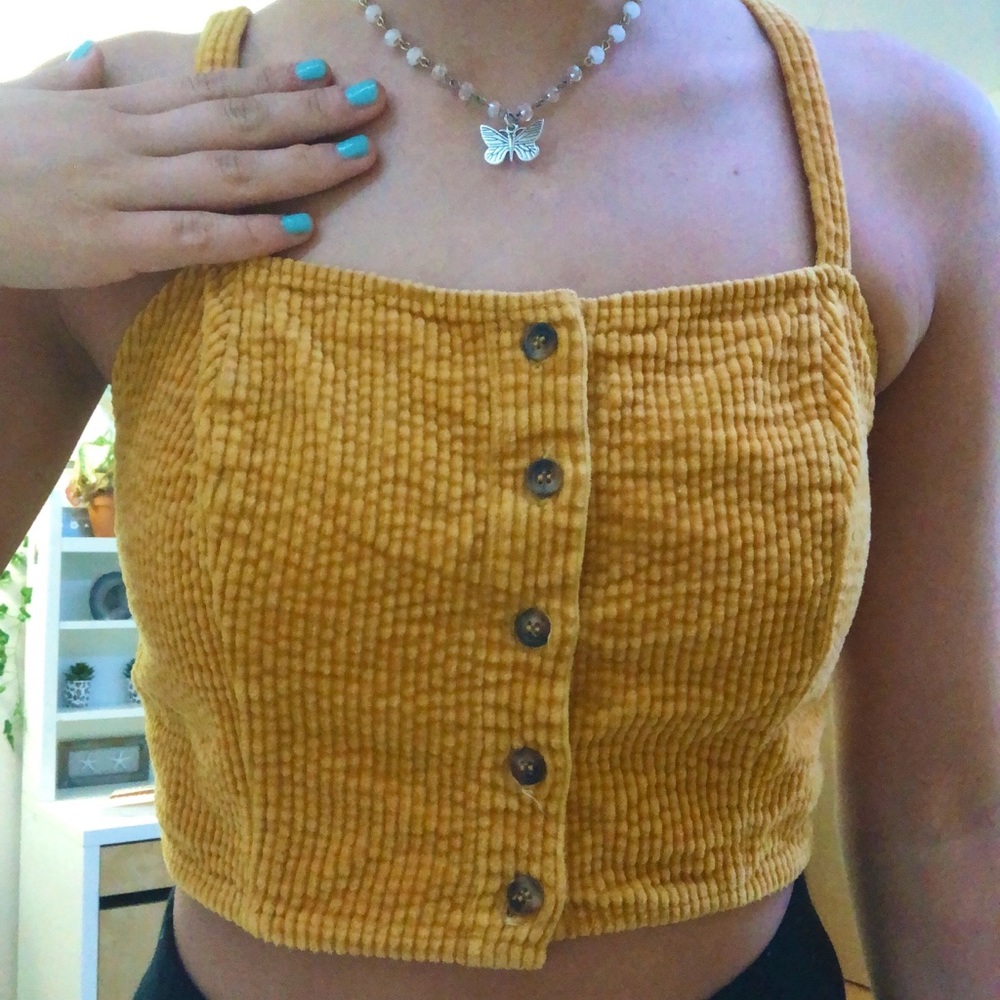 Yellow corduroy Kendall&Kylie top